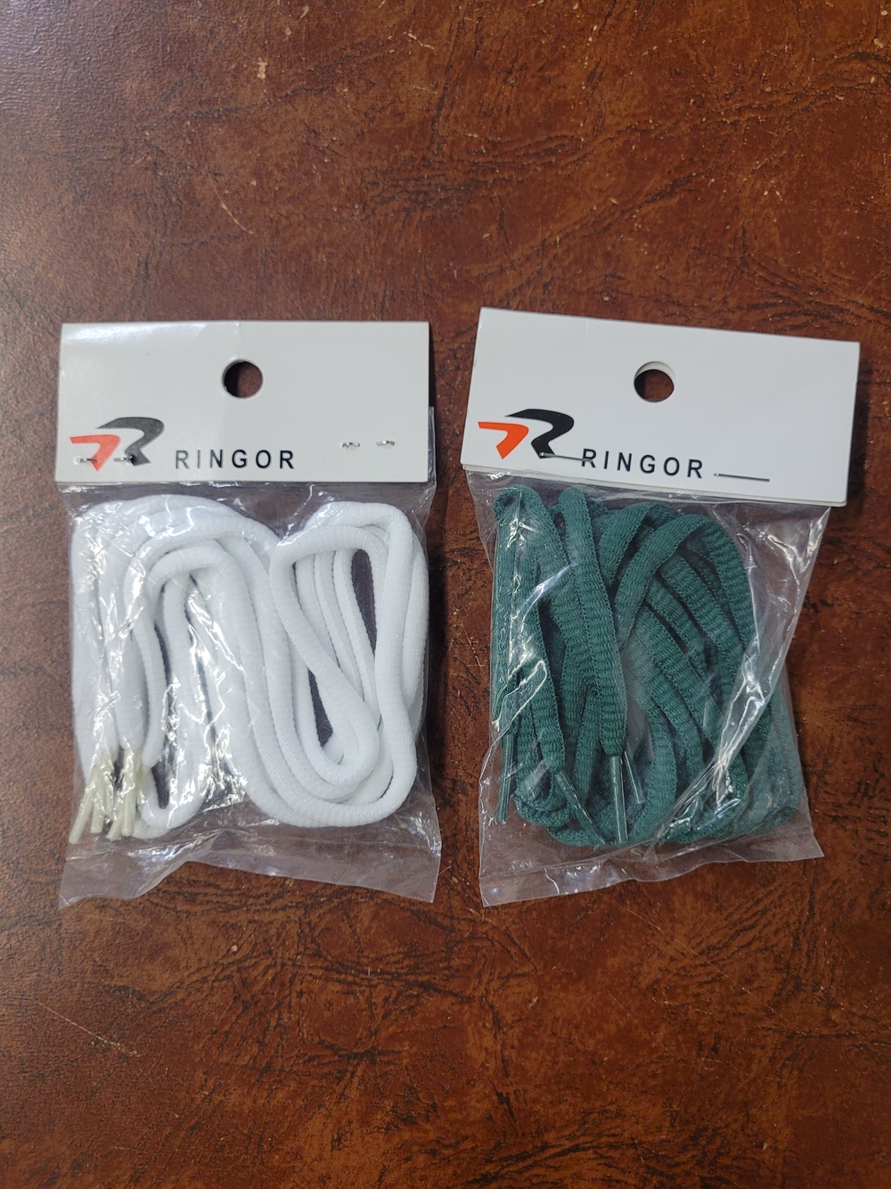 NEW - RINGOR Shoe Laces - White and Green - 40"